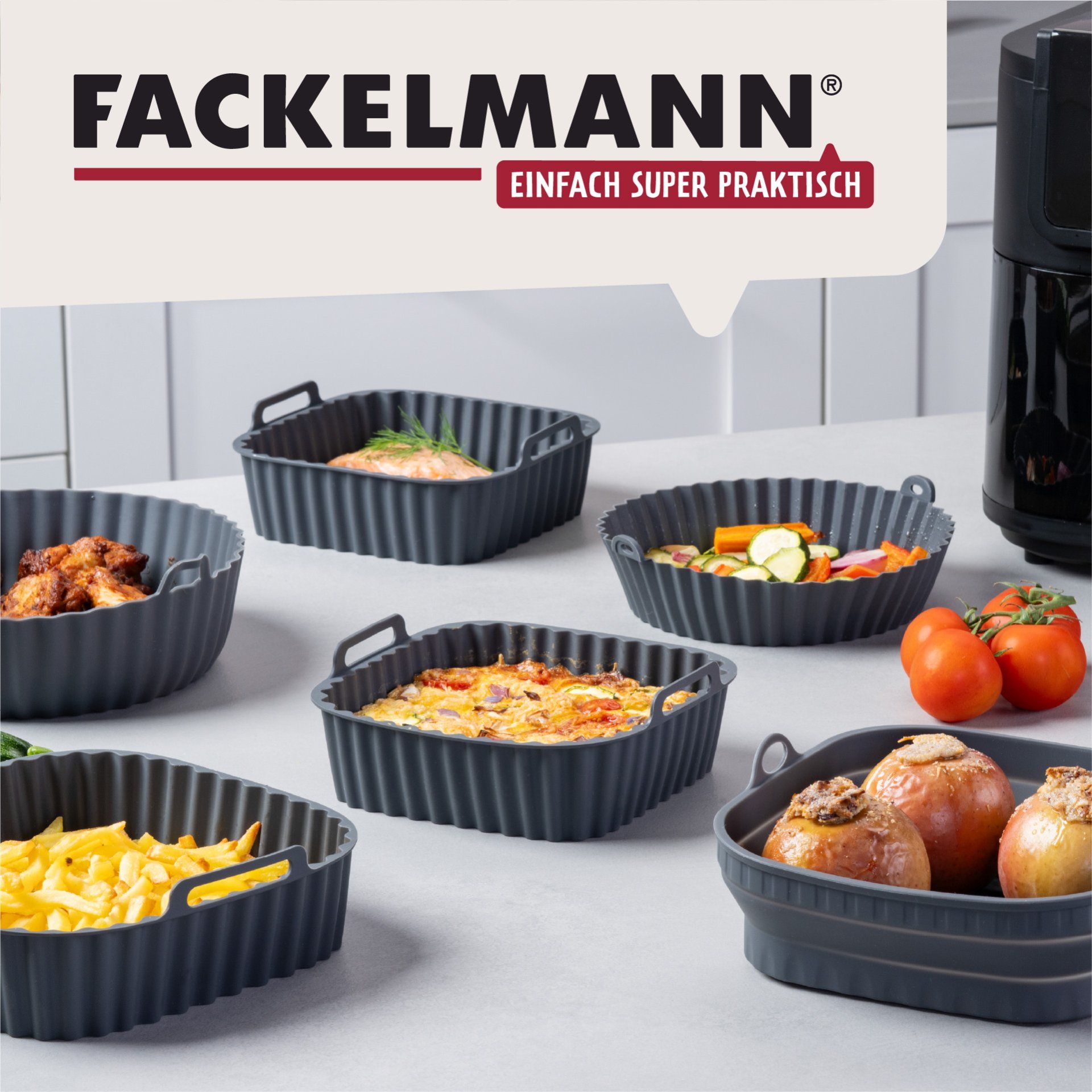 FACKELMANN Форма за Еър фрайър 17x17см, силикон, сгъваема - Image 3