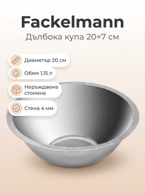 FACKELMANN Купа дълбока 20x7 см; 4мм, метал